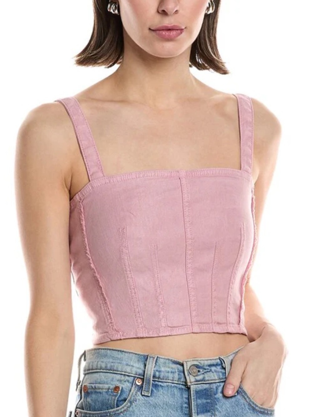 🌻NEW w/tag Hudson Jeans Corset Linen-Blend Top | Size Large $165 Retail
